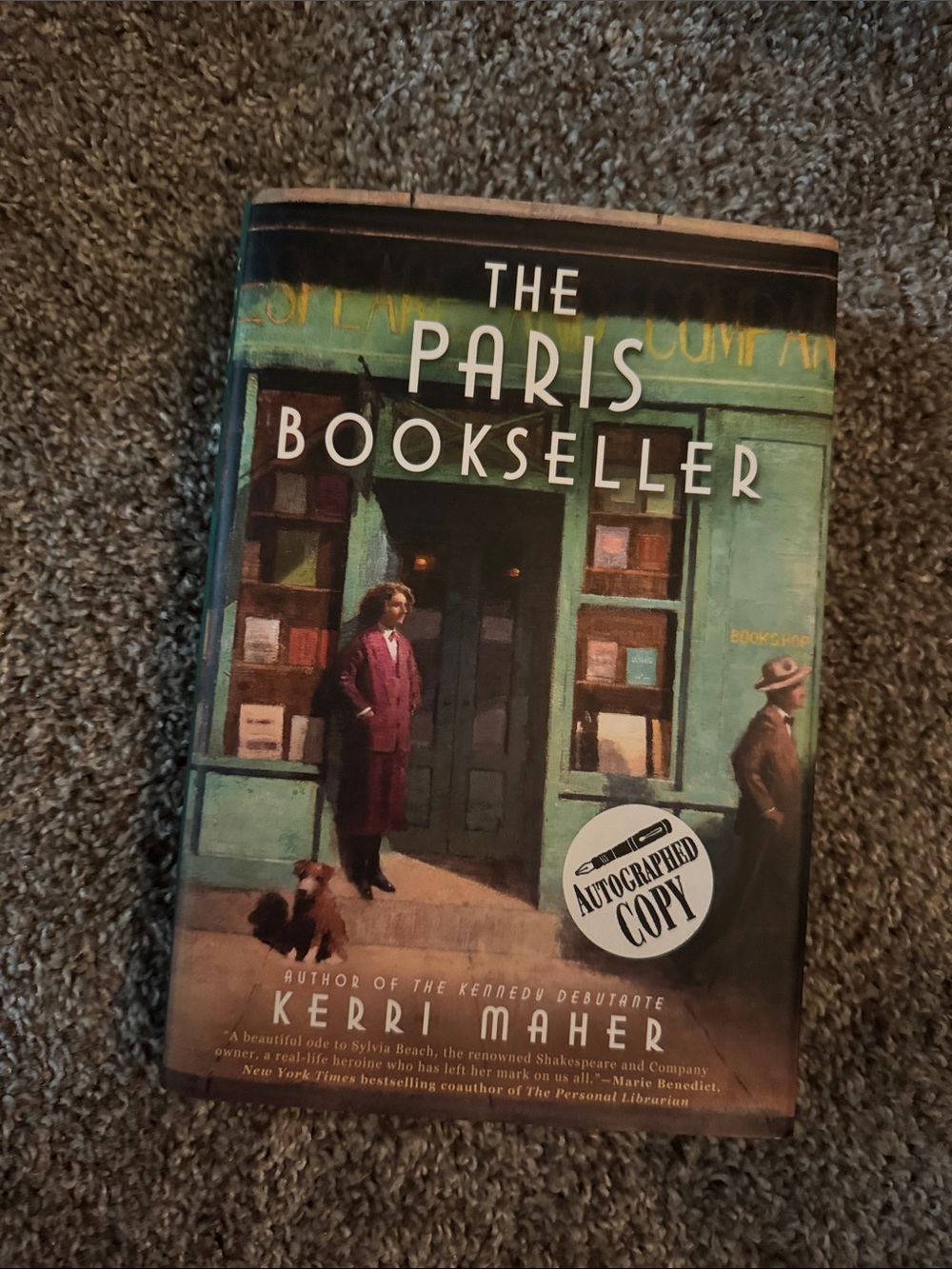 The Paris Bookseller by Kerri Maher - Green Cover Hardcover SIGNED